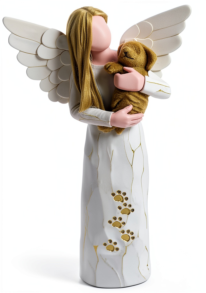 Waifugal angel statue displayed on a wooden shelf