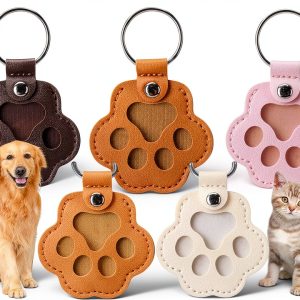 Aanqilze Pet Fur Keepsake Keychain Leather Paw Design-0