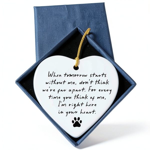 Ceramic Pet Memorial Heart Ornament Keepsake Gift Box-2