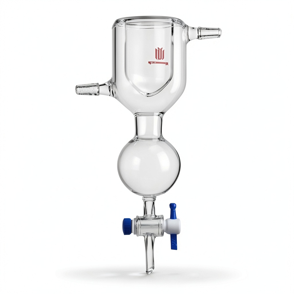 Kemtech America 100mL glass vacuum trap in a laboratory setup
