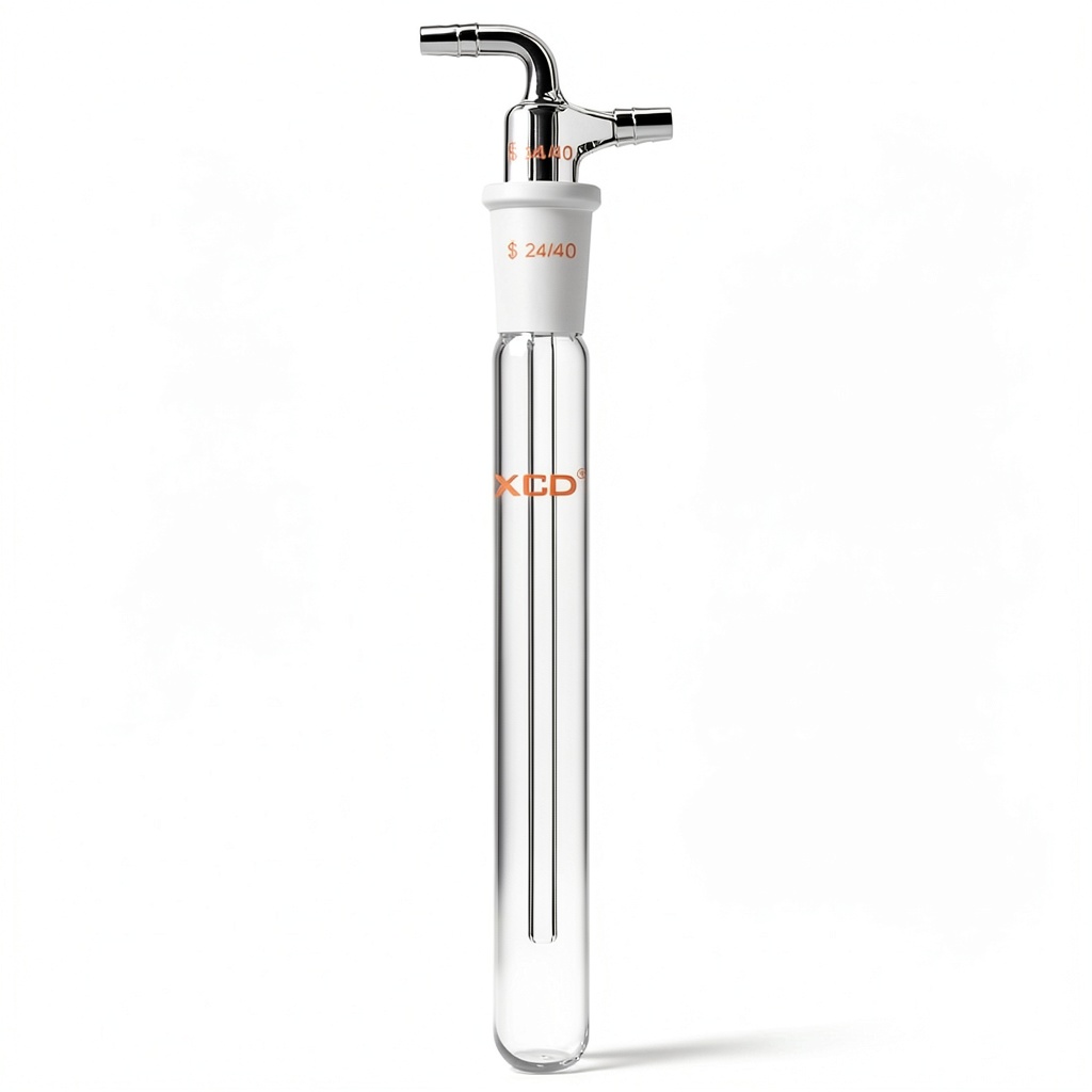 'XCD Vacuum Cold Trap showing borosilicate glass construction and joint details'