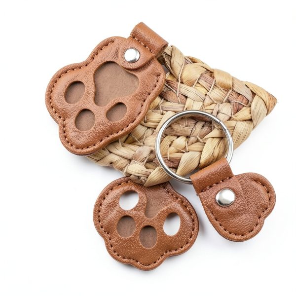 Aanqilze Pet Fur Keepsake Keychain Leather Paw Design-2